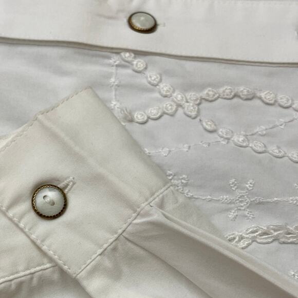 VTG Koret Womens M Embellished Pearl Button Blouse Embroidered Demure Western - Picture 10 of 16